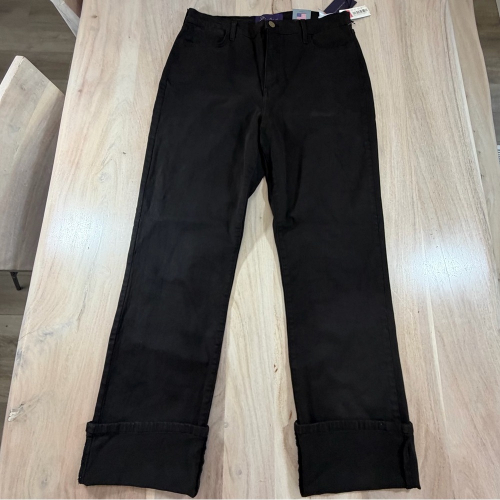 NEW Not Your Daughters Jeans Lift Tuck Straight Leg Stretchy Jeans Blk Rhineston